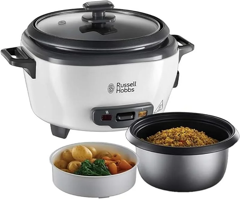 Russell Hobbs riskokare, kokar upp till 6 portioner ris upp till 200 gram per portion, varmhållningsfunktion, non-stick beläggning, ångkorg, mätkopp och sked ingår, 27030-56 — Kök & Hushåll