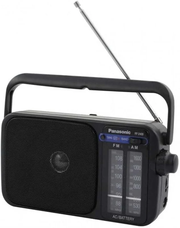 Panasonic RF-2400DEG-K Bärbar radio med handtag, nät- eller batteridrift, svart — Portabel digital och ljud