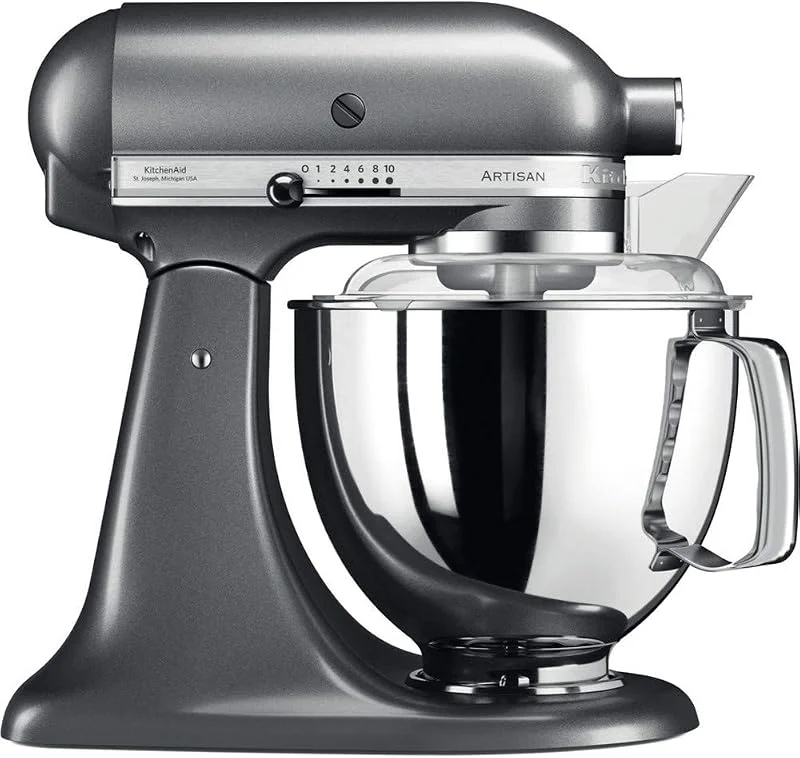 KitchenAid Matberedare – Artisan – tippbar matprocessor – degknådningsmaskin med 5 tillbehör – 2 skålar av rostfritt stål – 4, 8 l – medaljion silver — Kök & Hushåll