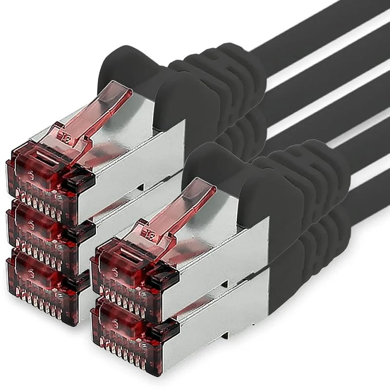 Nätverkskabel Cat.6 1m svart - 5 x Ethernet-kabel Lan-kabel Cat6 Lan-nätverkskabel Sftp Pimf patchkabel 1000 Mbit s — Laddning och kablar