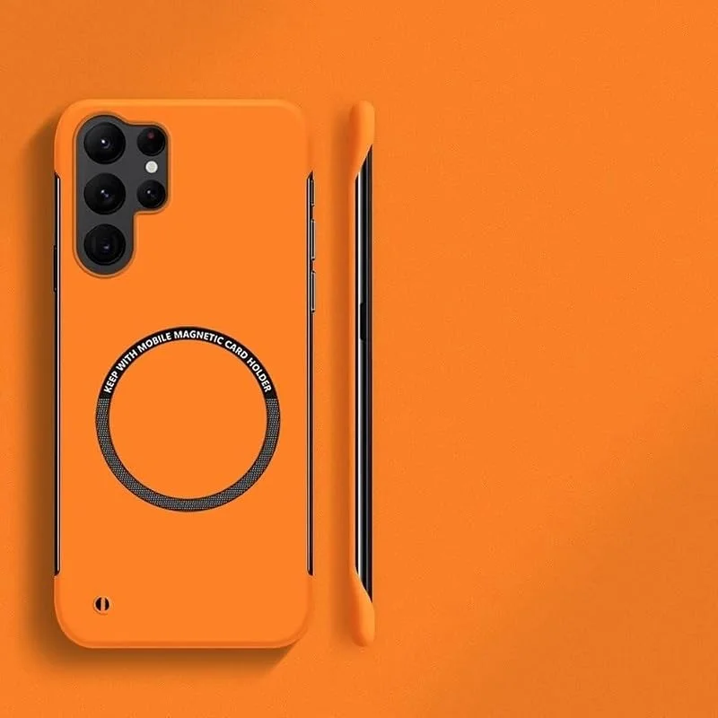 Hårt PC ramlöst magnetiskt telefonskal för Samsung Galaxy S23 S22 S21 S20 FE Plus NOTE 20 S24 S25 ultratunt skal, orange, Galaxy S25 — Mobil och surfplatta