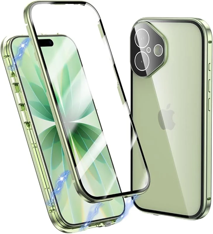 skal för iPhone 17 360 grader magnetisk transparent grön — Mobil och surfplatta