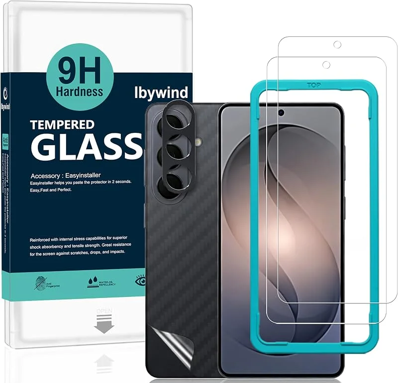 Ibywind Skärmskydd för Samsung Galaxy S26 5G, 2-pack Härdat Glas med 9H Hårdhet och Kameralinsskydd, med Installationsram, Fingeravtrycksstöd, Inga bubblor, Reptålig och Krossäker — Mobil och surfplatta