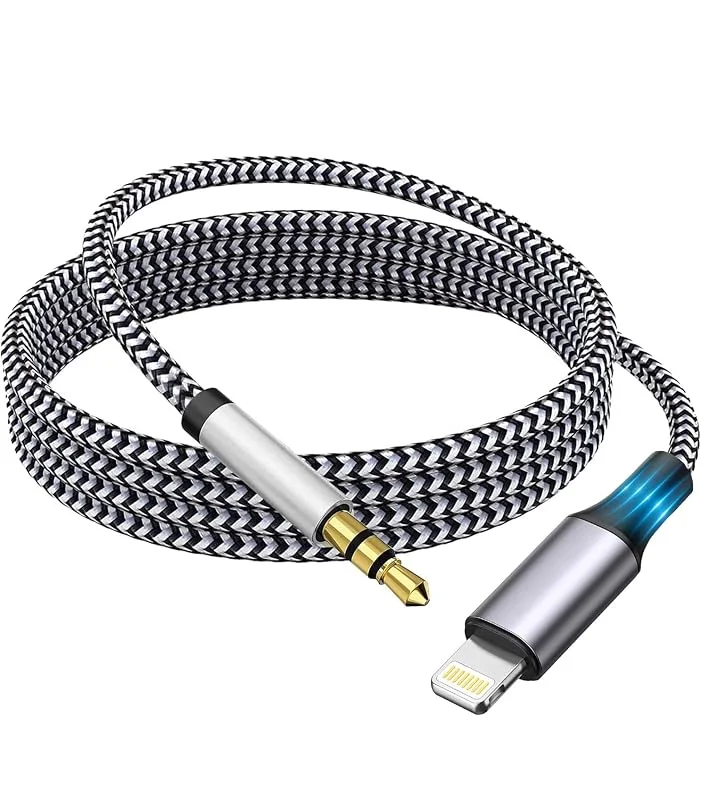Apple MFi-certifierad Aux-kabel för iPhone, Lightning till 3, 5 mm jack nylonflätad ljudkabel för iPhone 14 13 12 11 X 8 7 6, PC — Hörlurar och ljud