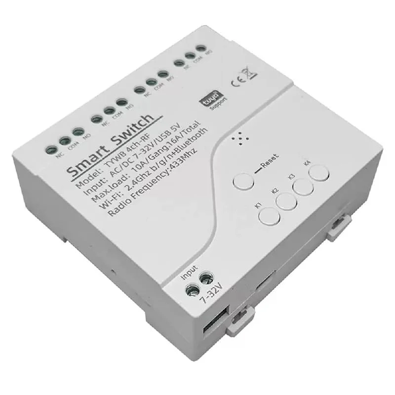 MHCOZY 4-kanals USB 5 V AC, DC 7–32 V Smart WiFi trådlös torrkontakt relä, omkopplingsmodul, Tuya Smart Life App-fjärrkontroll, arbeta med Alexa Google Home — Smarta hem