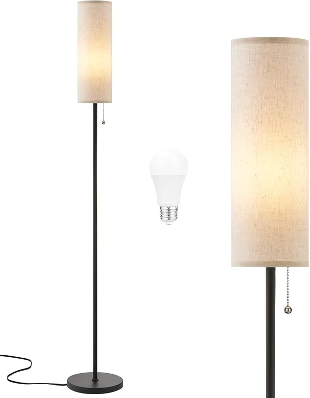Ambimall 64 tum golvlampa med 9 W LED-lampa och beige lampskärm — Smart belysning