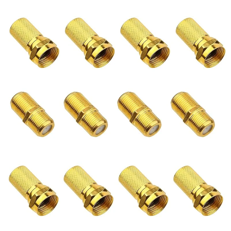 4 par förgyllda F-kontakt set – 8 x 7 mm F-kontakt och 4 x SAT adapterkontakt F-uttag till koax-kontakt förlängd koaxialkabel, bred mutter med gummitätning för satellitkabel BK system — TV och streaming
