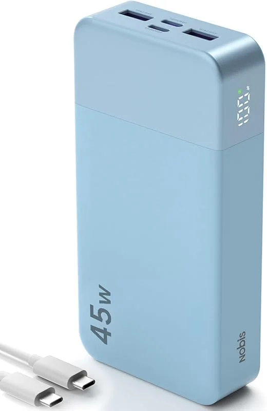 NOBIS Bärbar Laddare, 20000mAh 45W Power Bank Med Snabbladdning — Mobil och surfplatta