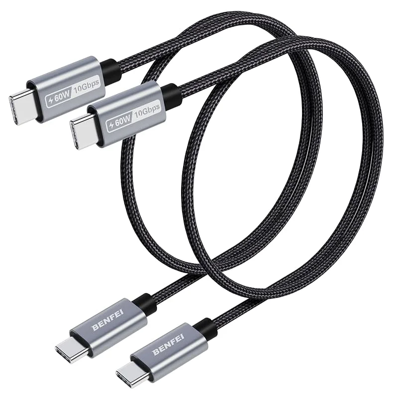 BENFEI Ny silikon USB C-laddningskabel (30 cm 2 stycken 10 Gbps 60 W), USB C till USB C-kabel snabbladdningseffekt för iPhone 15 Plus, 15 Pro Max MacBook Pro iPad Pro Air 4 Samsung Galaxy S23 S22 S21 — Mobil och surfplatta