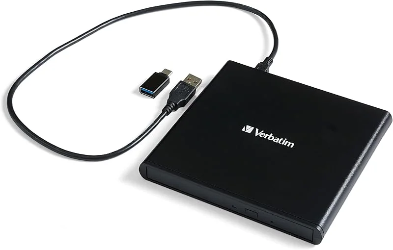 Verbatim 98938 extern slimline USB 2.0 mobil CD, DVD-skrivare – svart — Portabel digital och ljud