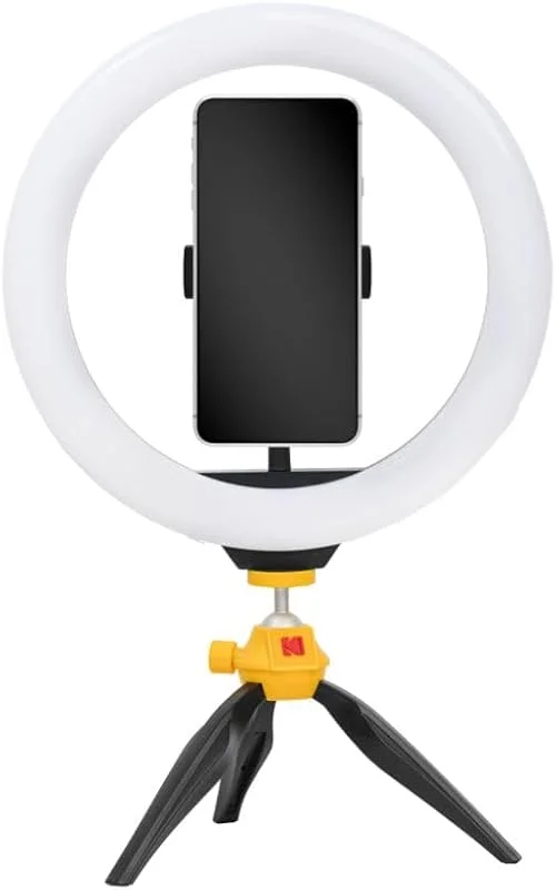 KODAK LED selfie-ringlampa med stativstativ för alla smartphones (25 cm diameter, justerbar ljusstyrka och färgbalans, 1 600 lumen, perfekt för Instagram, Snapchat, Tik Tok och andra plattformar) — Mobil och surfplatta