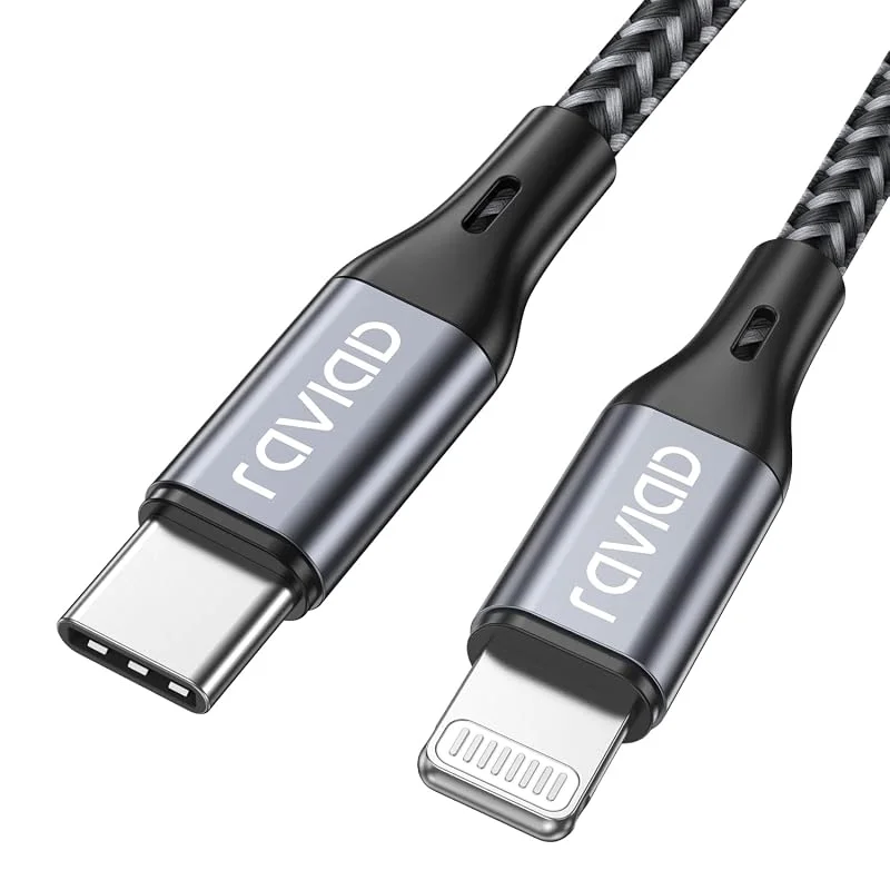 RAVIAD USB C till Lightning-kabel 1 m [MFi-certifierad] Phone laddningskabel power delivery typ C Lightning laddningskabel för Phone 12, 12 Mini, 12 Pro, 12 Pro Max, SE, 11, XR, XS, X, 8 för användning med typ-C-grå — Mobil och surfplatta