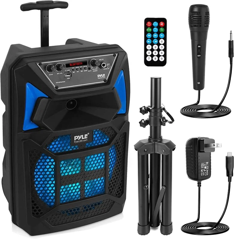 Pyle Portable Bluetooth PA Speaker System - 400W Outdoor Bluetooth Högtalare med Fjärrkontroll, Mikrofon, LED-Ljus, MP3, USB SD Läsare, FM Radio och Rullande Hjulen — Hörlurar och ljud