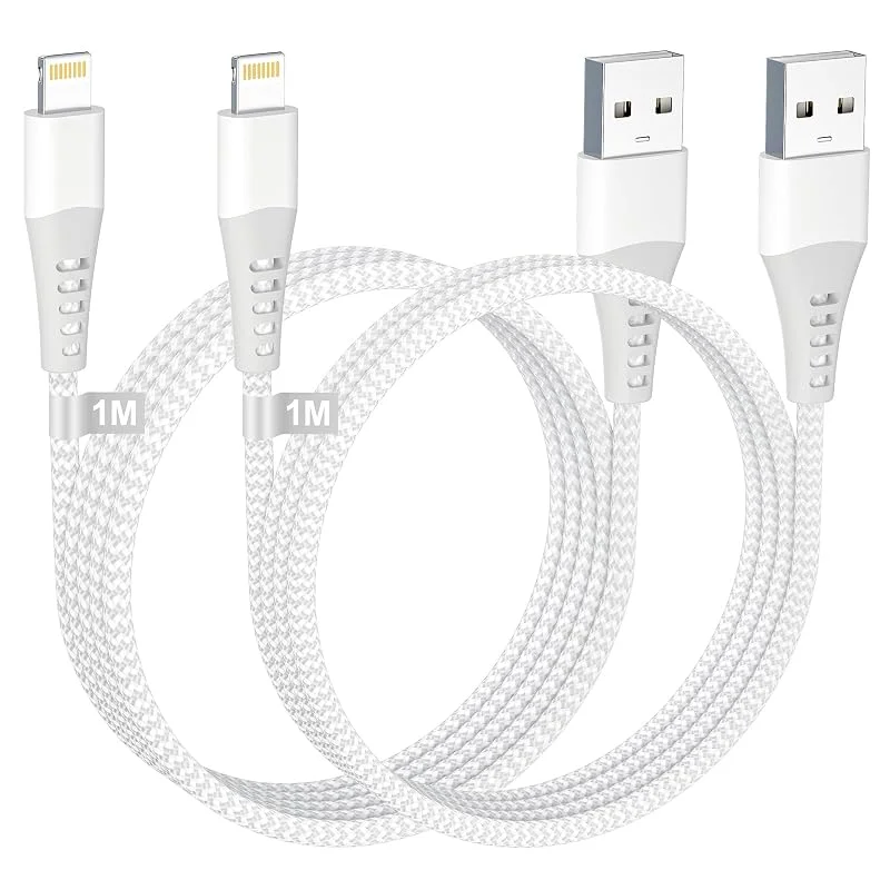 Laddningskabel för iPhone 1M 2-Pack [MFi-certifierad] USB-till-Lightning-kabel 1M Lång laddningskabel för iPhone, 2, 4A snabbladdningskabel för iPhone 14 13 12 11 Pro Max XS XR X 8 7 6 Plus — Mobil och surfplatta