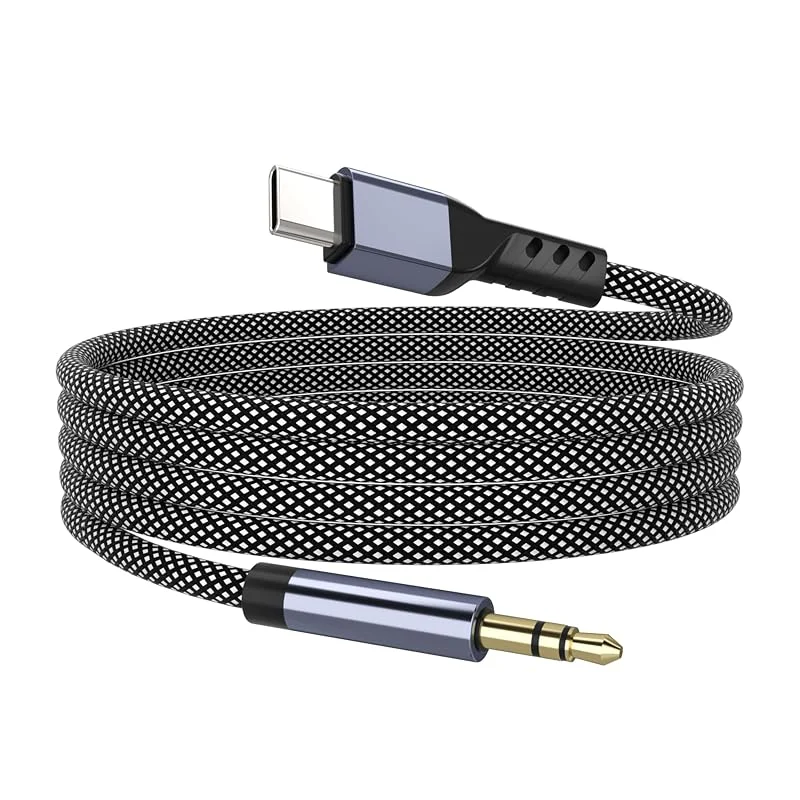 YISH USB C till 3, 5 mm Jackkabel 1M ：Type C till Aux Hörlursstereosladd Nylon för bil Kompatibel med iPhone 16 Pro Max, 15 Pro Max Plus Samsung Galaxy S24, S23 Ultra Pixel iPad Pro — Mobil och surfplatta