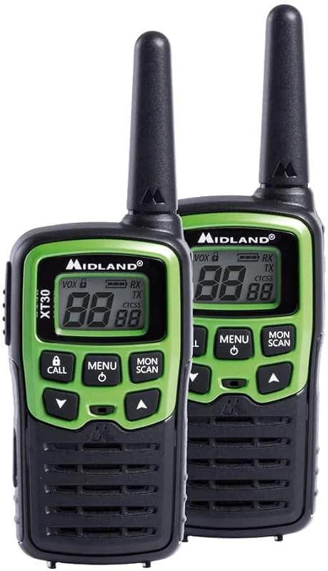 Midland XT30 PMR-radio för nybörjare med batteri och laddkabel, C1177, Walkie Talkie med utmärkt röstkvalitet, färg: grön — Portabel digital och ljud