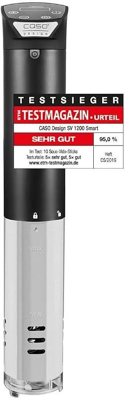 CASO SV 1200 Smart – Sous Vide Garer, snabb uppvärmning tack vare kraftfull 1 200 watt, helt vattentät, Sous Vide Stick styrbar med CASO Control App, 3D – cirkulation — Kök & Hushåll