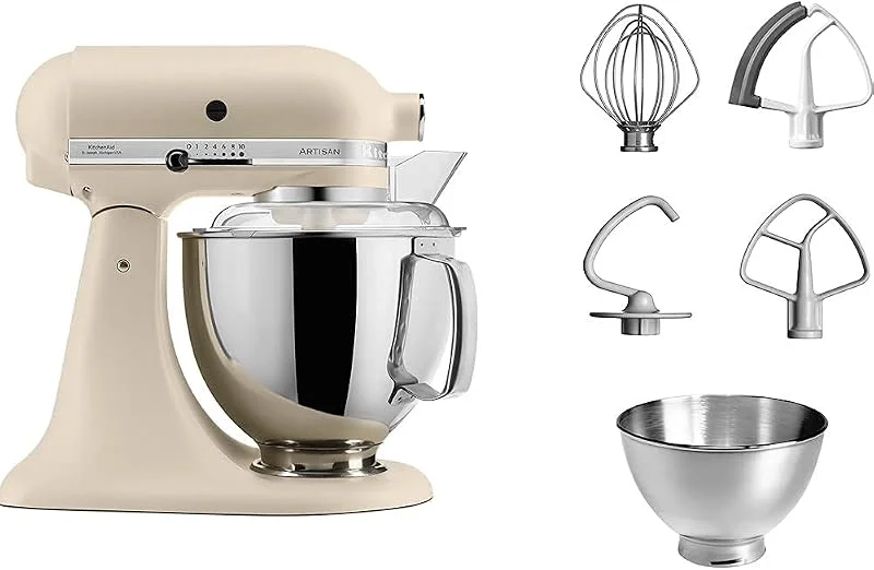 KitchenAid Artisan matberedare 4, 7 l med 2 skålar Fresh Linen — Kök & Hushåll