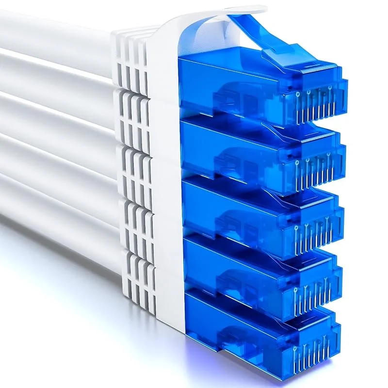 deleyCON 0, 5m CAT6-Nätverkskabelset U-UTP RJ45, 5 Stycken - Vit — Laddning och kablar