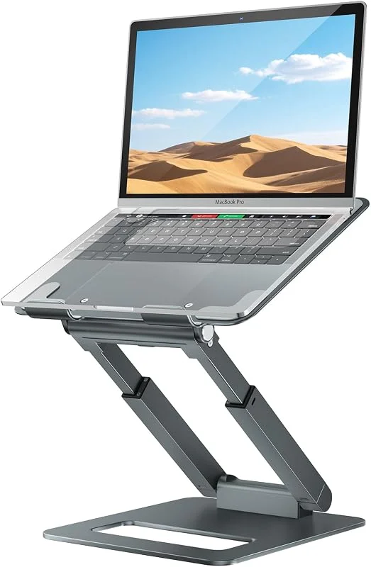 tounee Laptopställ för skrivbord, justerbar höjd, teleskopiskt datorstativ med utdragbar design, ergonomisk laptopstativ, passar alla bärbara datorer 10-17"-grå — Datortillbehör