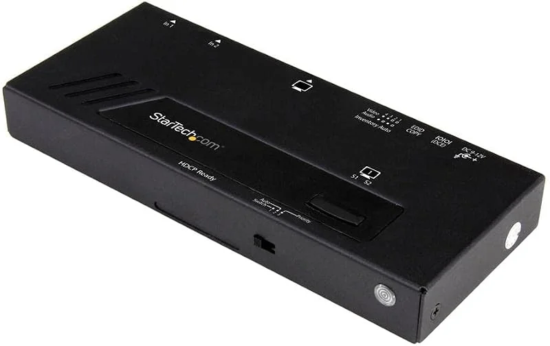 StarTech.com 2-port HDMI-automatisk videoswitch, 4K 2x1 HDMI-switch med snabb switchning, automatisk avkänning och seriestyrning — TV och streaming