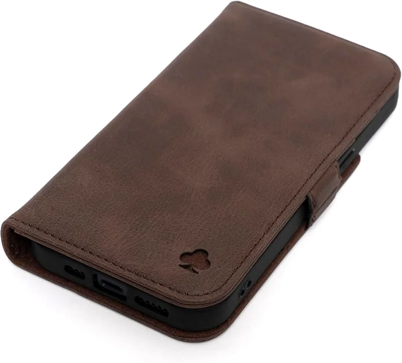 PORTER RILEY Läderplånboksfodral för iPhone 18 Pro och 17 Pro, Brun — Mobil och surfplatta