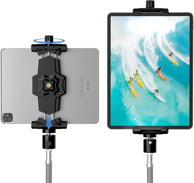 Adapter för stativfäste för iPad och telefon med kulhuvud, iPad-hållare för stativ, 360 roterbart klämfäste för iPad Pro 12.9, iPad Air Mini 3 4, Galaxy Tab, Surface Pro, Selfie Stick (5, 3-10, 6") — Mobil och surfplatta