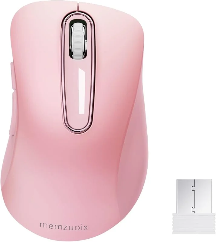 memzuoix USB-mus 2.4GHz, Optisk Trådad Mus 1400 DPI med Mini USB-mottagare, 5 Knappar och Batteridriven för Laptop, Stationär Dator, Macbook - Rosa — Datortillbehör