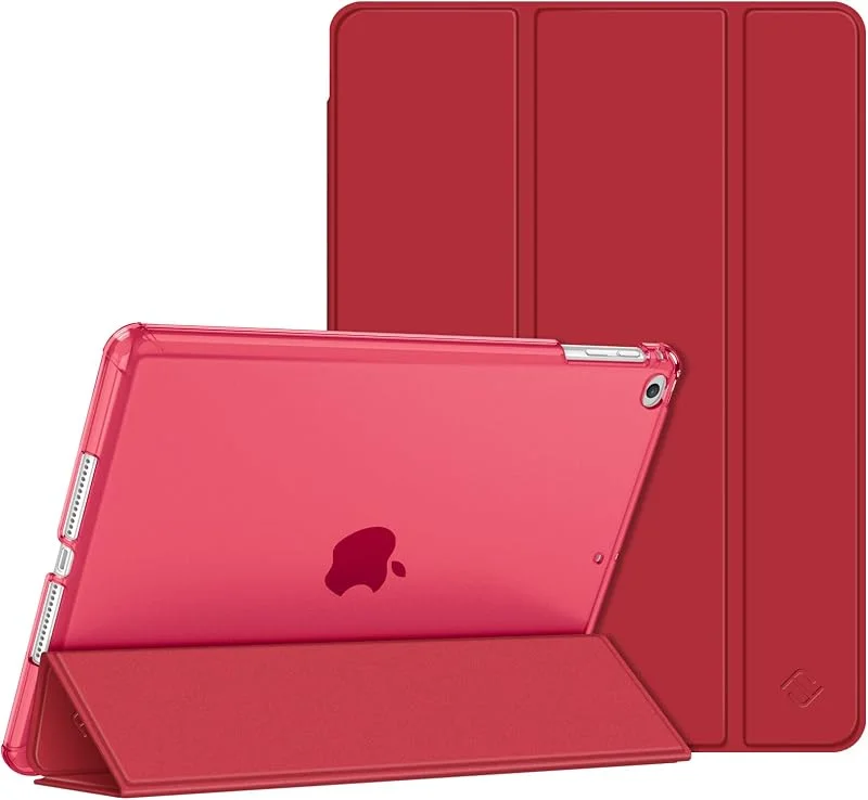 Fintie Ultratunt fodral för iPad Air 2 (modell 2014), iPad Air (modell 2013) – ultralätt fodral med transparent bakstycke med automatisk standby, väckningsfunktion, röd — Mobil och surfplatta