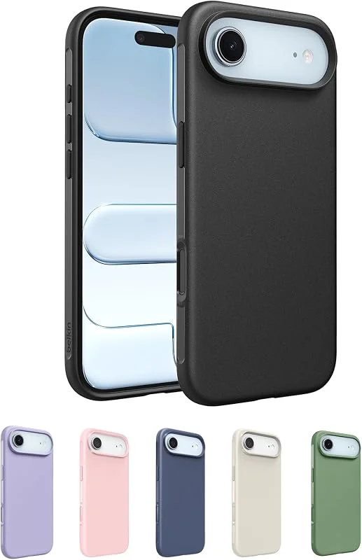 Belkin SheerForce Protect MagSafe-kompatibelt Skal för iPhone Air med tunn design och ytbehandling som skyddar mot repor - magnetiskt, transparent och stötsäkert skyddsfodral för iPhone - Svart — Mobil och surfplatta
