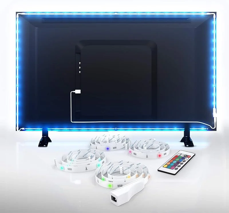 B.K.Licht I LED TV-bakgrundsbelysning med fjärrkontroll I USB I 2m I RGB I för TV, PC, skärm I självhäftande I LED bar I 40-60 tum — Smart belysning