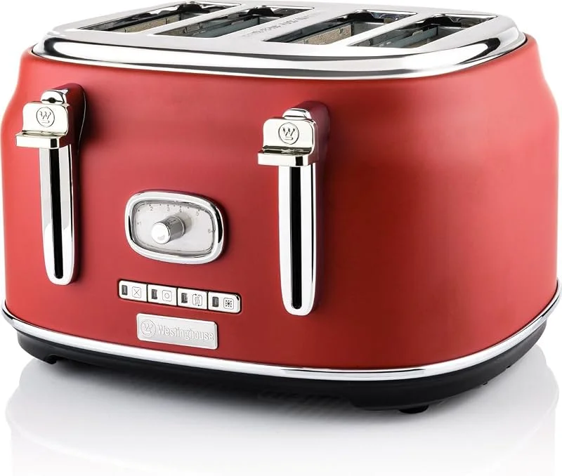 Westinghouse Retro Toaster - 4-skivad brödrost - röd — Kök & Hushåll