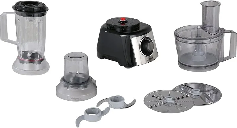 Bosch MultiTalent 3 Plus MCM3PM386, 50 funktioner, blandningsskål 2, 3 L, mixer 1, 0 l, universalkniv, skärning och rivjärn (fin, grov), vispskiva (grädde), 900 W, svart — Kök & Hushåll