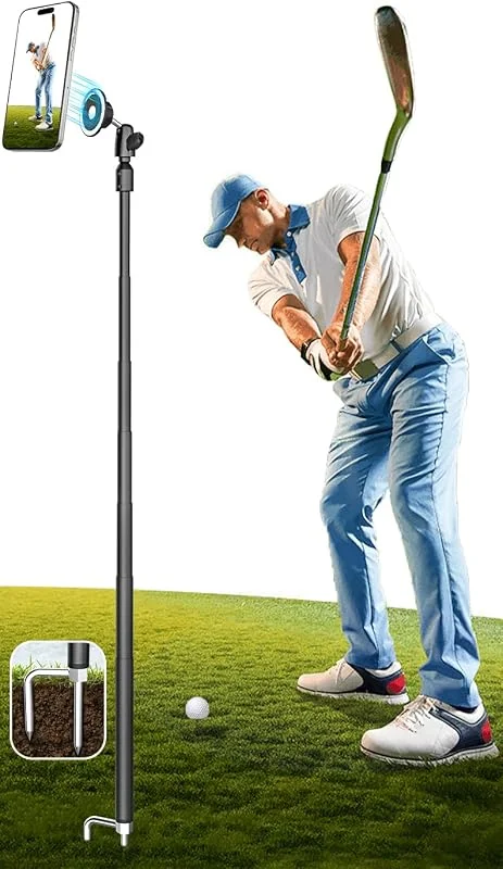 GDZN Utdragbar golf monostativ selfiepinne, 144, 8 cm (57 tum) – magnetisk telefonhållare för golfsving-analys — Mobil och surfplatta