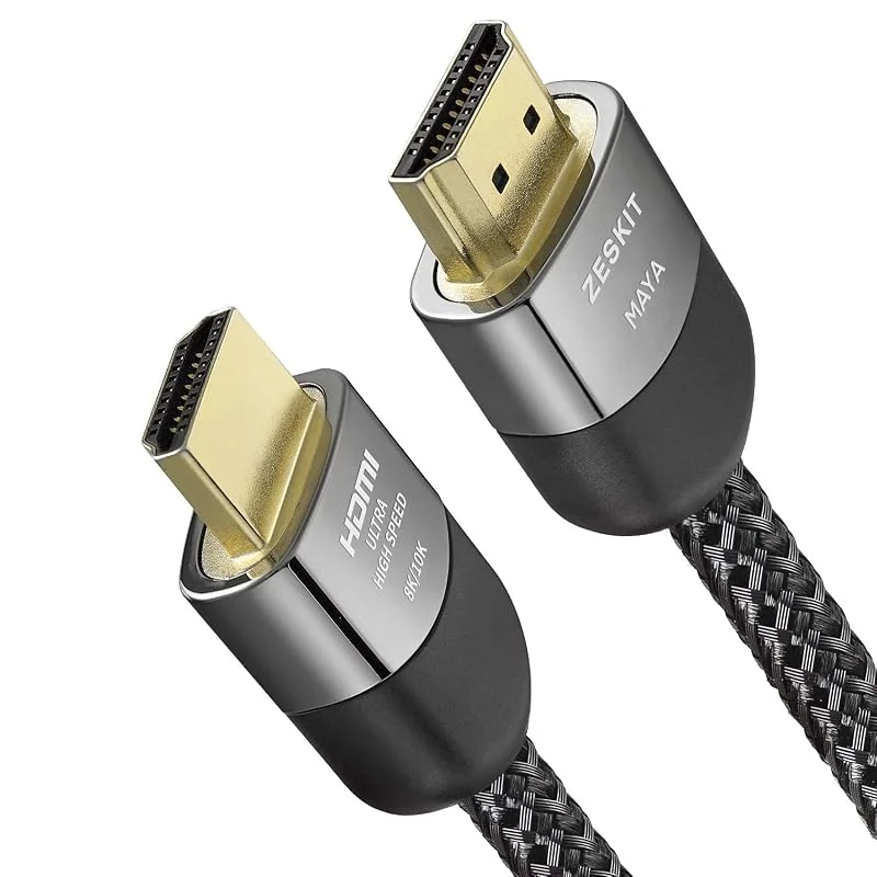 Zeskit Maya 8K 48 Gbps certifierad ultrahög hastighet HDMI-kabel 3 m, 4K120 8K60 144Hz eARC HDR HDCP 2.2 2.3 kompatibel med Dolby Vision Apple TV 4K Roku Sony LG Samsung Xbox Series X RTX 3080 PS4 PS5 — Laddning och kablar