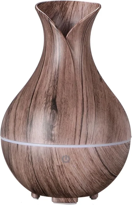 SIXTOL Bloom Aroma Difuzer 200 ml, Ultraljudsluftfuktare, För luftfuktare och doftning hemma, sovrum, kontor, Aromaterapi, För eteriska oljor (grått trä) — Hushållselektronik