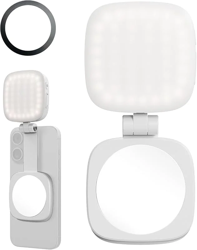 SmallRig Magnetisk Selfie-lampa för iPhone, Phone Light med spegel, Direktfäste för MagSafe, för Selfies, Videokonferens, Vibe P48 Vit - 4933 — Mobil och surfplatta
