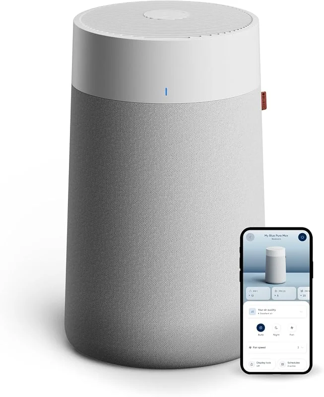 BLUEAIR tyst luftrenare för medelstora rum, upp till 172m2 luftfiltrering per timme, HEPASilent Smart luftrenare för allergiker som fångar upp virus, damm, mögel och rök - Blue Pure 3350i Max — Smarta hem