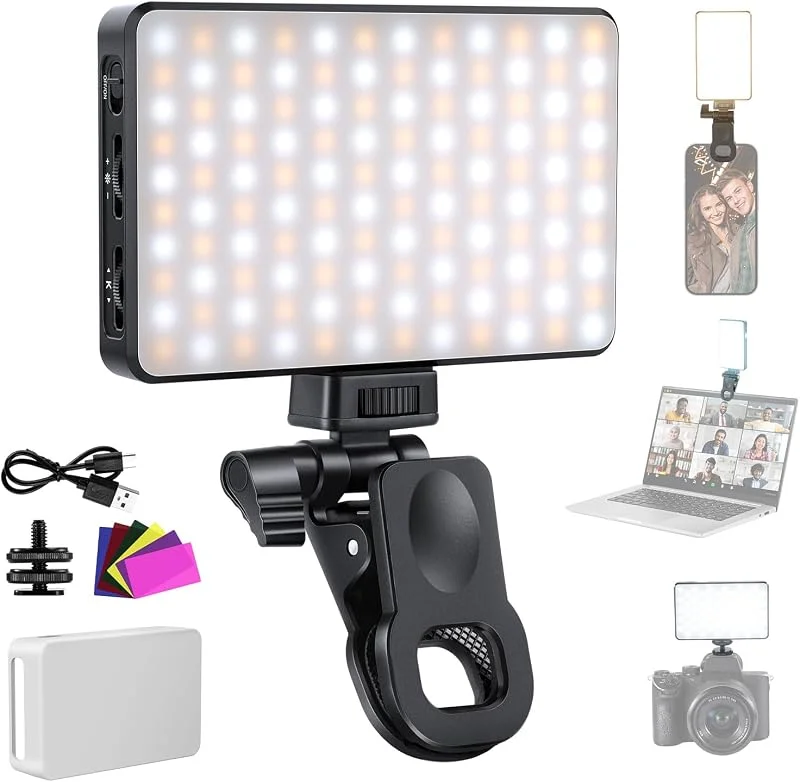 NEEWER Basic LED Selfie-ljus för telefon, 2 500–9 000 K, färgglada filmer, diffusor, 3 000 mAh, CRI95+, videokonferensbelysning för iPhone kamera laptop zoom samtal, BL120B — Mobil och surfplatta