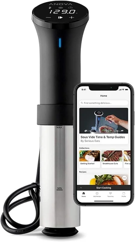Anova Precision Cooker 2.0 [AN500-UK00], Sous Vide, WiFi, 100 watt, typ G-kontakt ingår för användning i Storbritannien, Bluetooth, Anova App ingår - Svart och silver — Kök & Hushåll