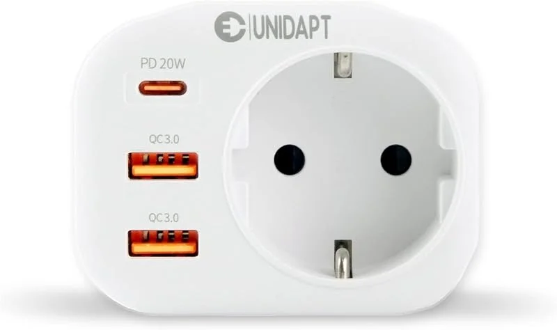 Unidapt Vägguttag Snabbladdare USB-C med 1 AC och 3 USB-portar — Laddning och kablar