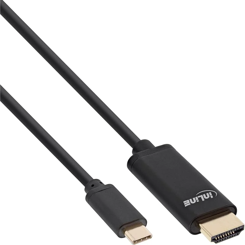 InLine 64112 USB-skärmkabel, USB typ-C kontakt till HDMI-kontakt (DP Alt Mode), 4K2K, svart, 2 m — Datortillbehör