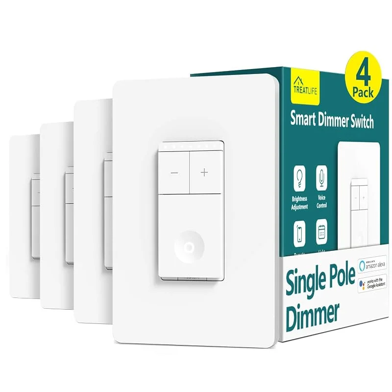 Smart Light Switch Treatlife Dimmer Light Switch, 4-pack, fungerar med Alexa och Google Assistant, neutral Wire Needed, 2, 4 G ... — Smart belysning