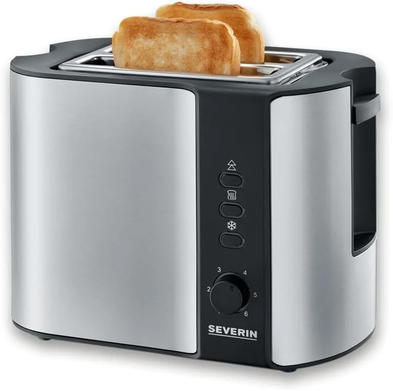Severin AT 2589 Automatik-Toaster, 800W, Defroster-Stufe, Brötchen-Röstaufsatz, Edelstahl gebürstet, schwarz — Kök & Hushåll