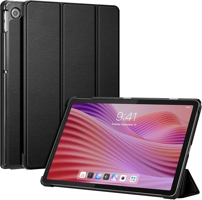 Fintie Fodral till Lenovo Tab 10, 1 tum 2025 (TB-311FU, TB-311XU), ultratunt PU-läderskyddsfodral med automatisk vila, vakna och stativ, svart — Mobil och surfplatta
