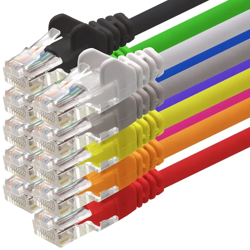 1aTTack.de – LAN-nätverkskabel – 0, 25m – Gigabit RJ45 – 10 st - 10 färger — Laddning och kablar