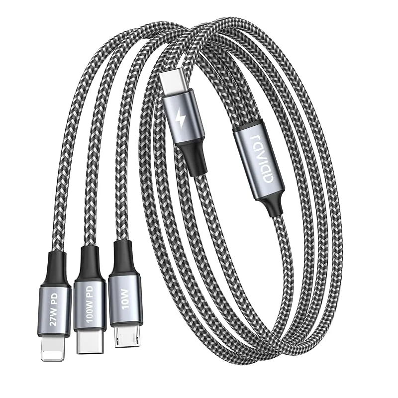 RAVIAD 100 W USB C-kabel med flera laddningskablar [1, 2 M] Multi Laddningskabel, USB — Mobil och surfplatta