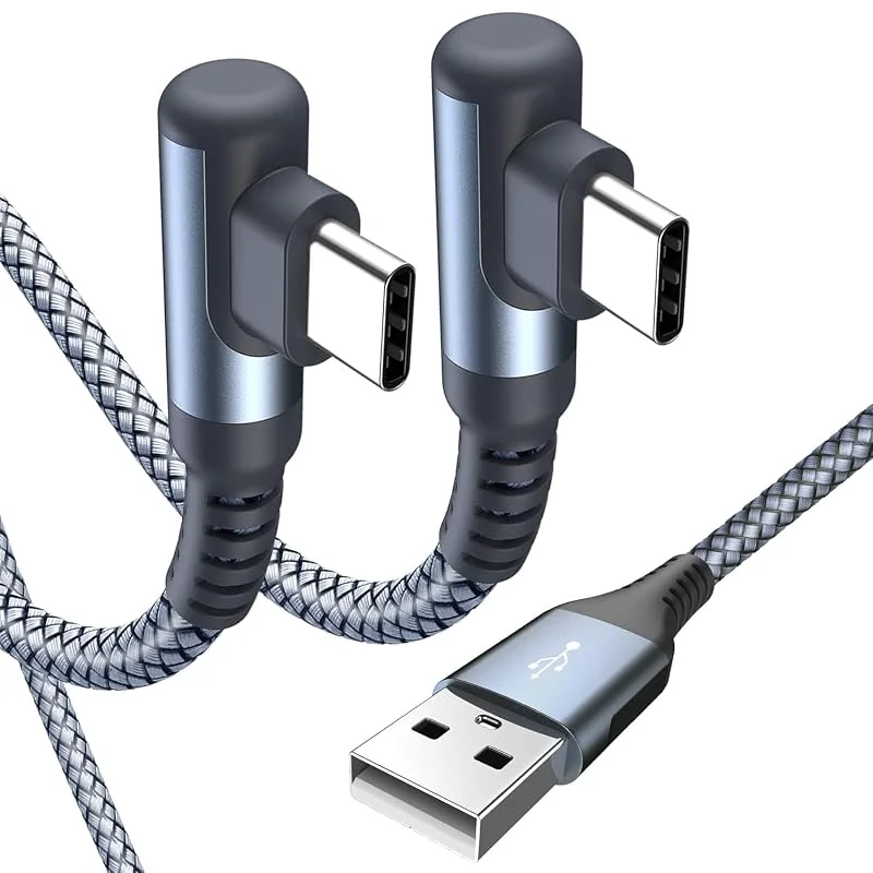 USB C Kabel 90 grader [2pack 2m] 3.1A Snabbladdning USB Type C-laddkabel Kompatibel med i Phone 17 16 15 Pro Max, Samsung Galaxy S26 S25 S24 S23 S22, Sony, Xiaomi, XRedmi, Huawei, Pixel, USB C-enheter. — Mobil och surfplatta