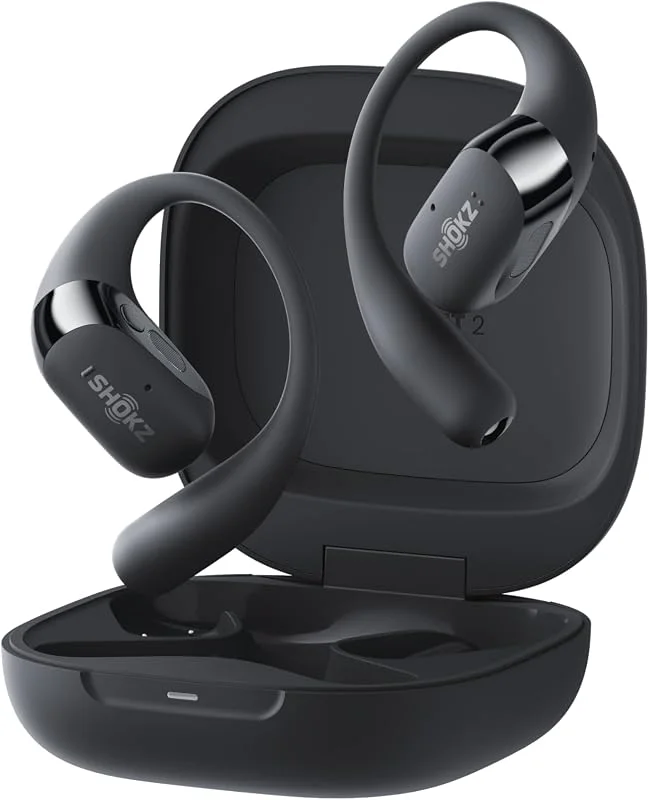 Shokz OpenFit 2 open-ear-hörlurar med bygel, 48h batteri, Svart — Hörlurar och ljud