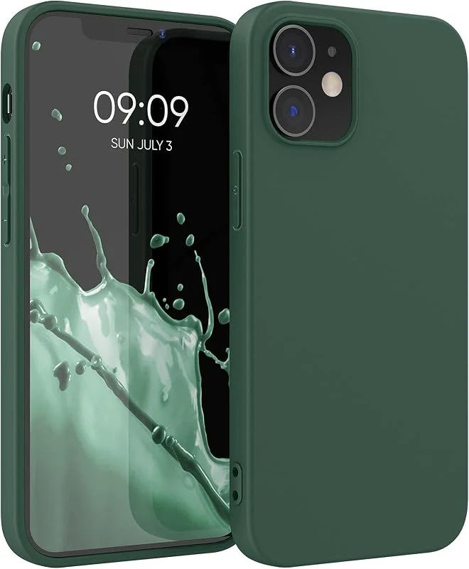 kwmobile Fodral kompatibelt med Apple iPhone 12, 12 Pro - mjukt silikonfodral - skumgrönt — Mobil och surfplatta
